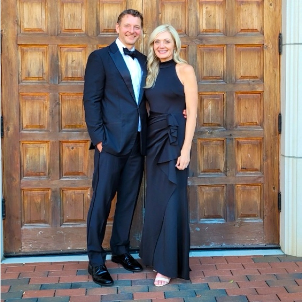 Long black halter neck elegant gown. From Nordstroms, Size 6